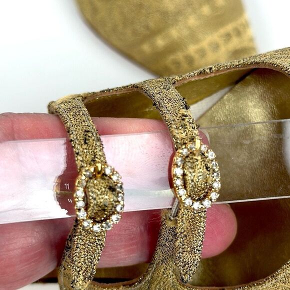 CLAUDIO MERAZZI Gold Brocade Formal Pumps Pointed Toe Embellished Details US 7,5 - Picture 12 of 16